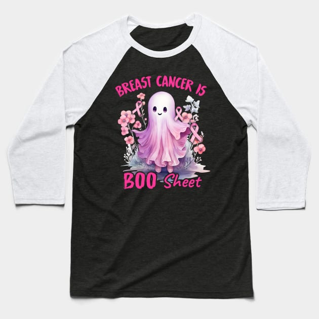 Breast Cancer Is Boo Sheet Halloween Breast Cancer Awareness graphic Baseball T-Shirt by abbeheimkatt